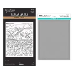 Windmills and Tulips Press & Foil Plate & Stencil Bundle from the Yana's Tulips Collection