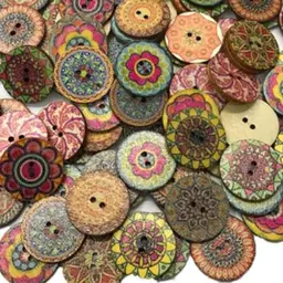 Vintage Multi Color Wooden Buttons
